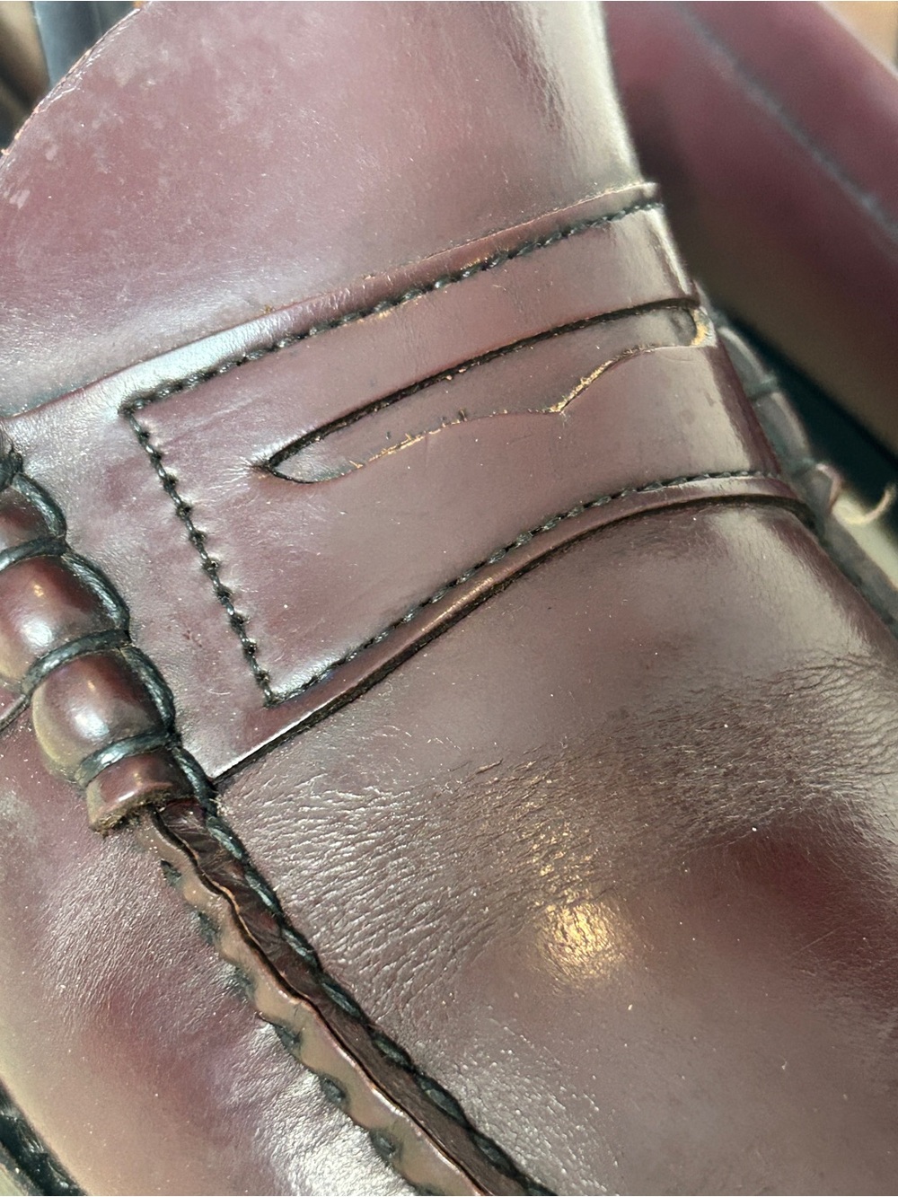 L.L.Bean Men’s Burgundy Leather Penny Loafer Slip-On Lined Almond Toe 10.5 D - Picture 5 of 8